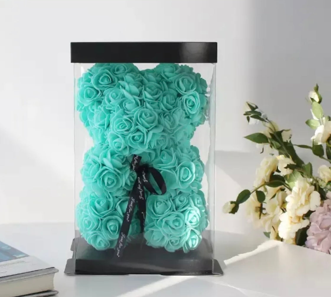 Turquoise Foam Rose Bear