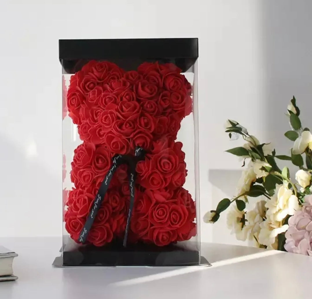 Red Foam Rose Bear–L G Flower Shop