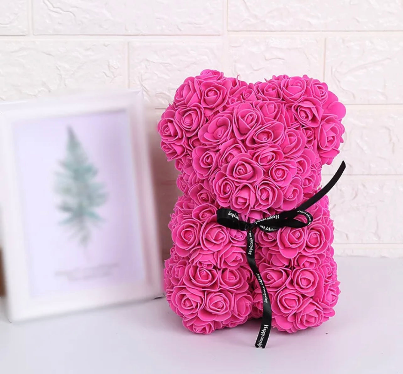 Hot Pink Foam Rose Bear