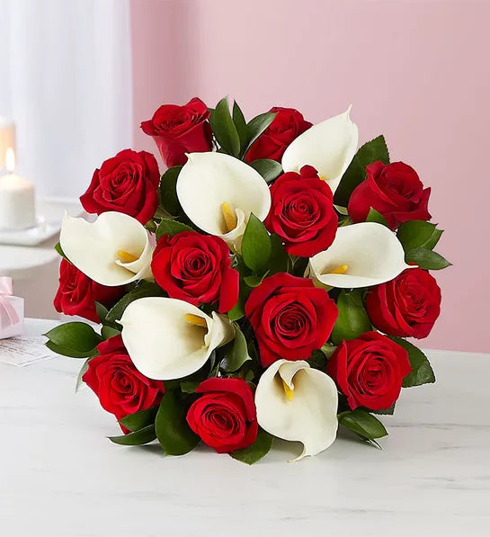 Stunning Red Rose & Calla Lily Bridal Bouquet