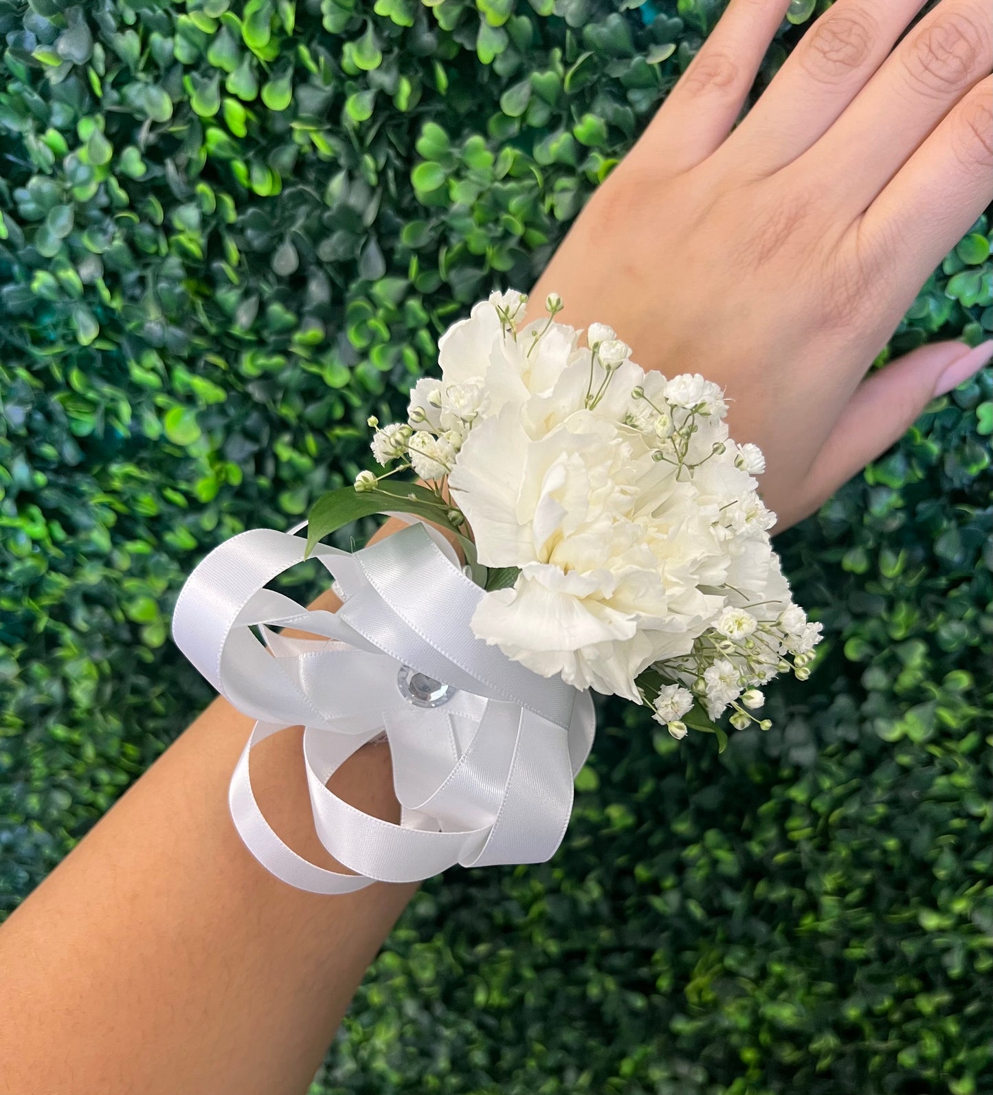 White Carnation Corsage – L & G FLOWER SHOP, Las Vegas NV