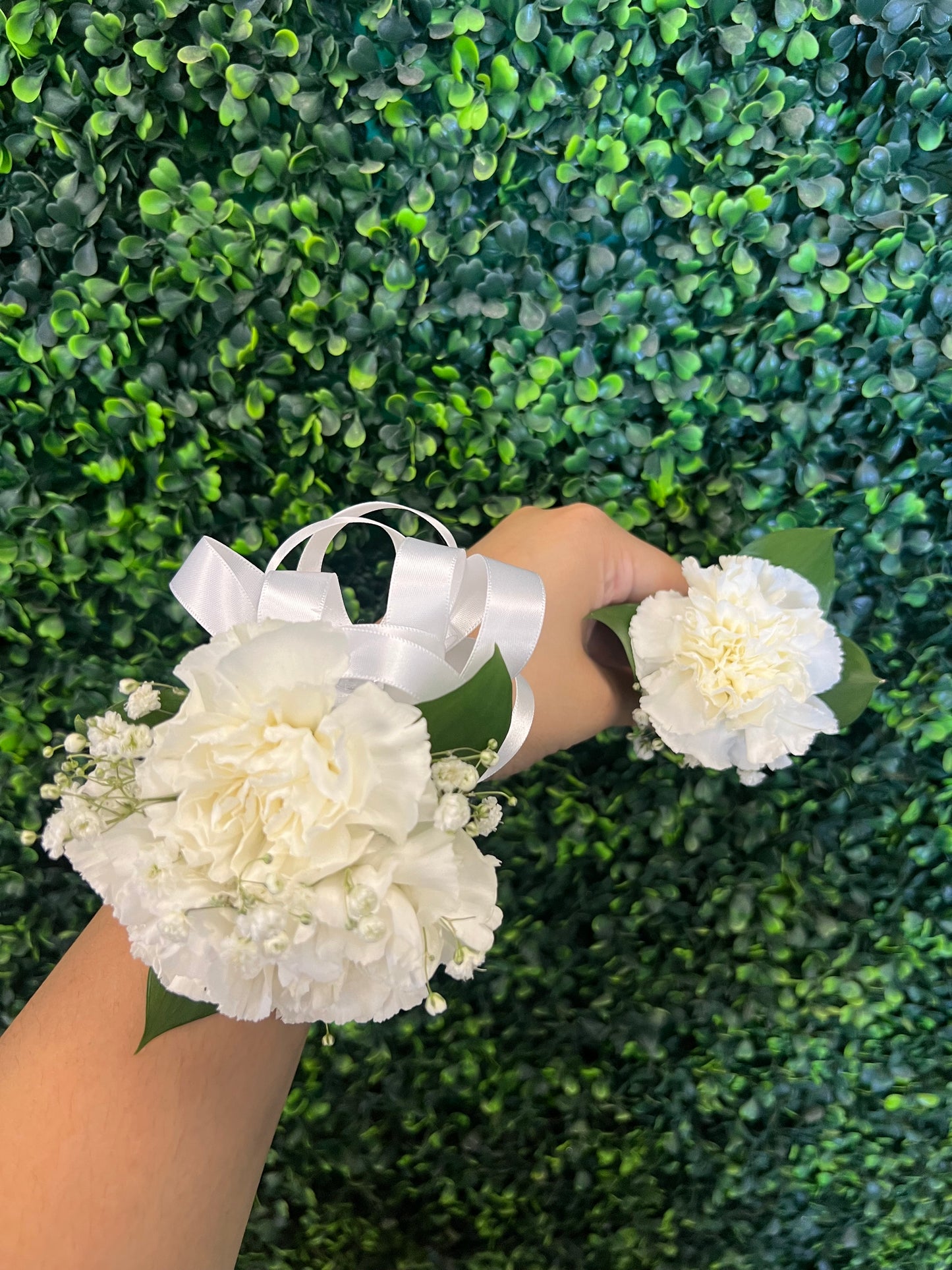 White Carnation Corsage And Boutonniere set – L & G FLOWER SHOP, Las Vegas NV