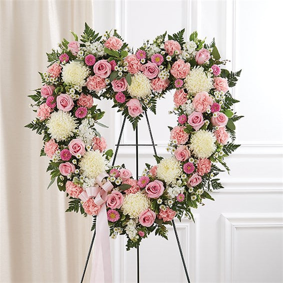 Always Remember Floral Heart Tribute- Pink