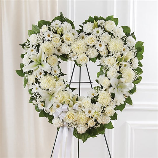 Always Remember  Floral Heart Tribute- White