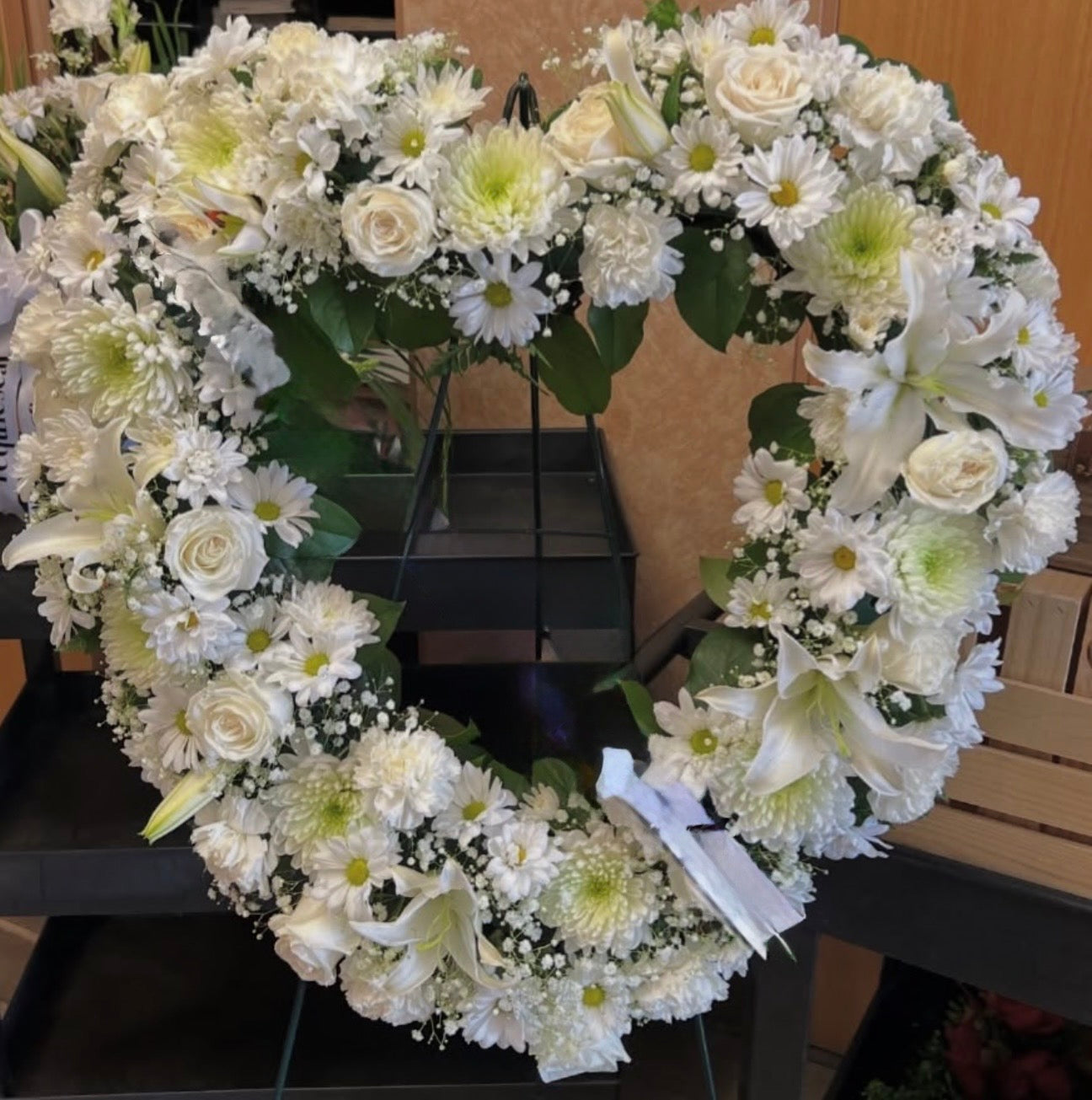 Always Remember Floral Heart Tribute- White