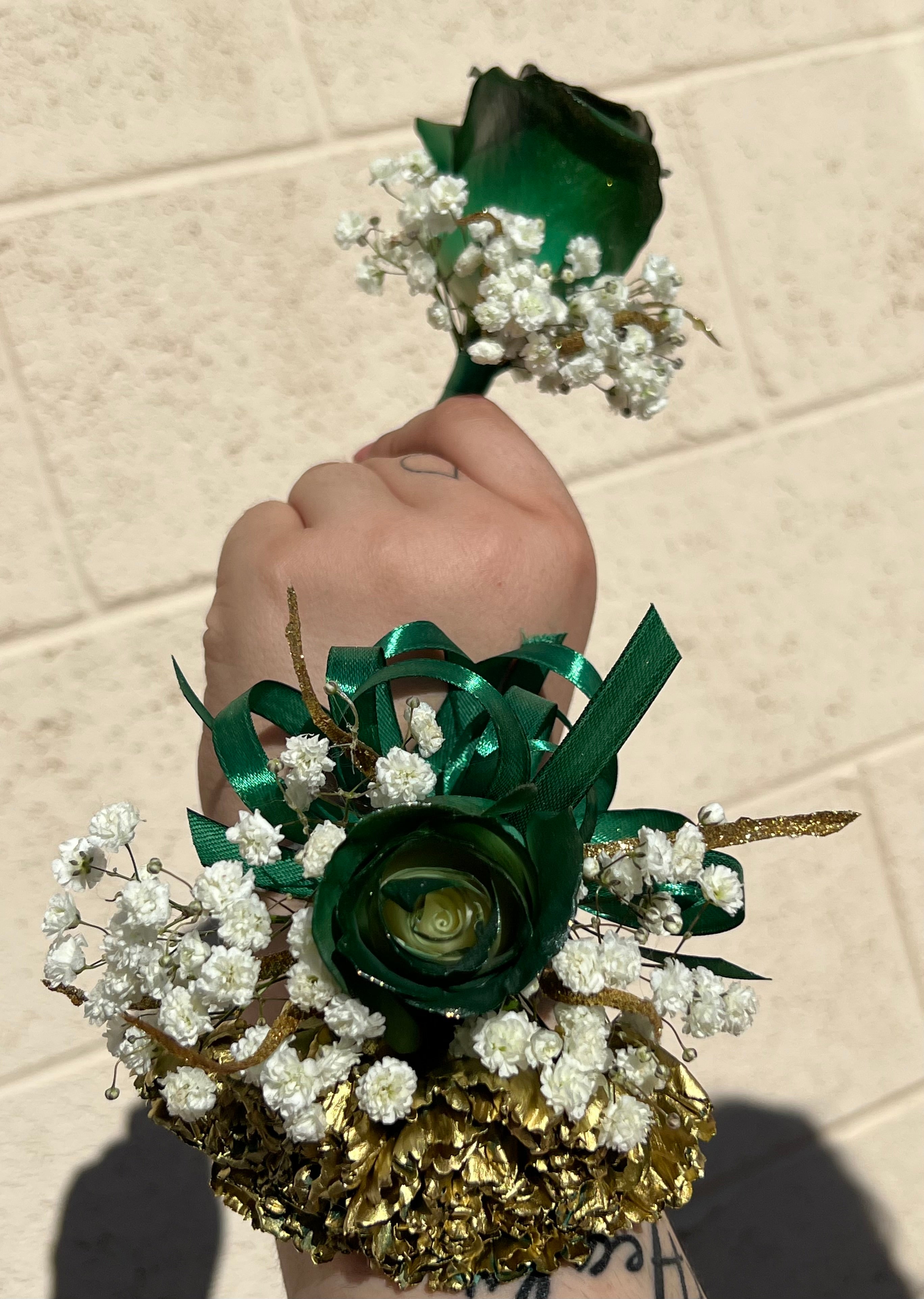 Emerald Corsage And Boutonniere flower arrangement | Las Vegas, NV | L & G Flower Shop Emerald Corsage And Boutonniere flower arrangement | Las Vegas, NV | L & G Flower Shop