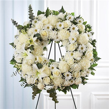 Serene Blessings White Standing Wreath
