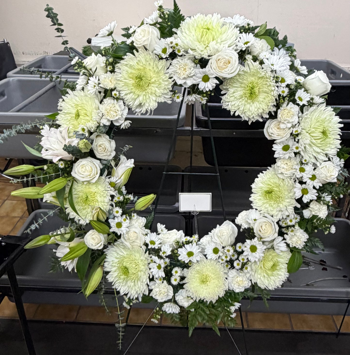 Serene Blessings White Standing Wreath