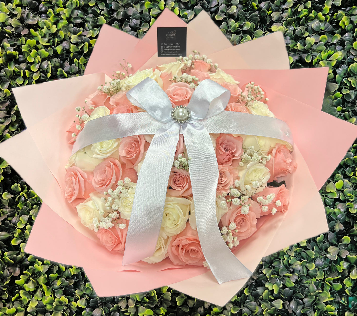 50 Rose Bow Bouquet