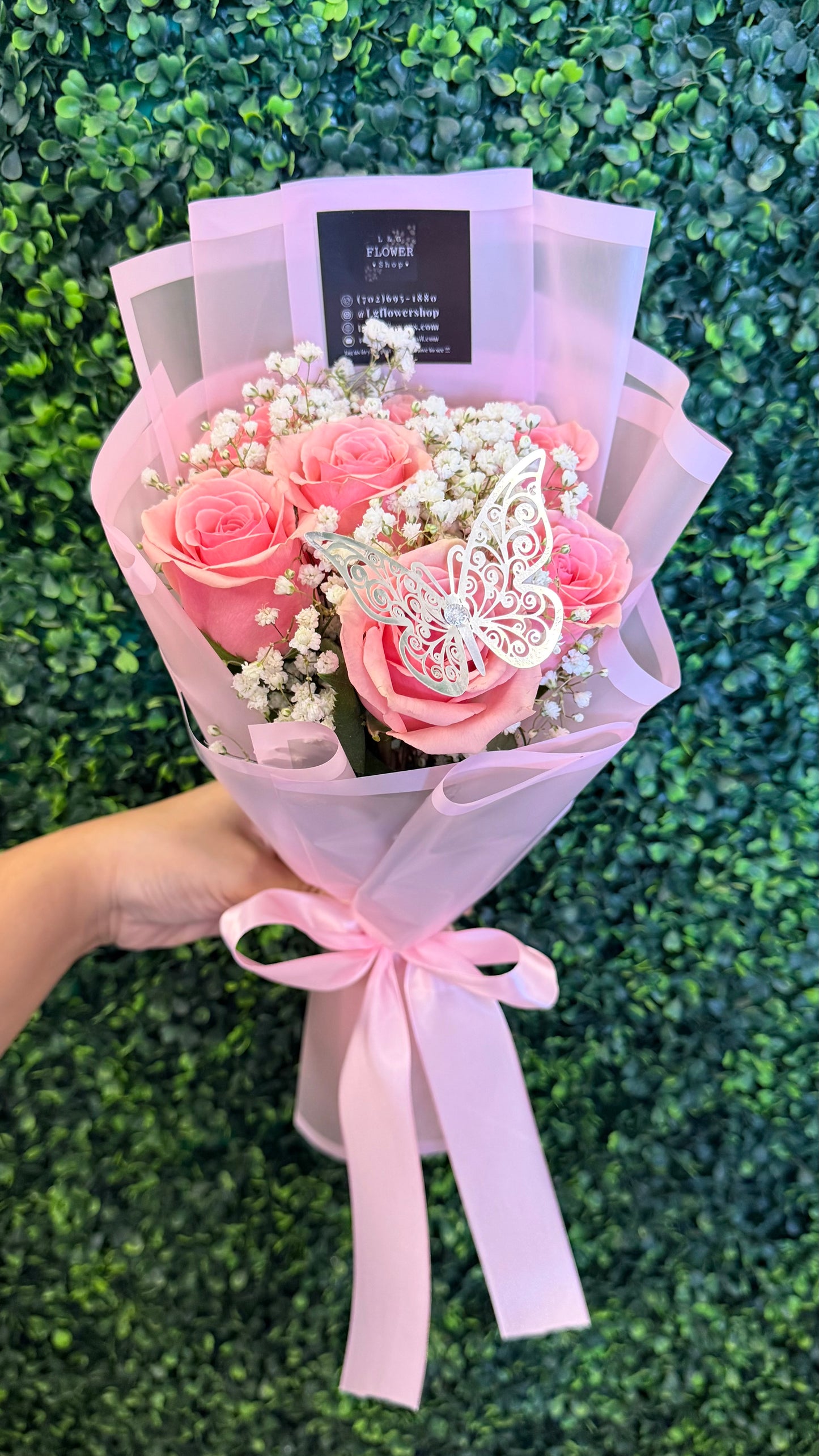 6 Pink rose mini bouquet – L & G FLOWER SHOP, Las Vegas NV