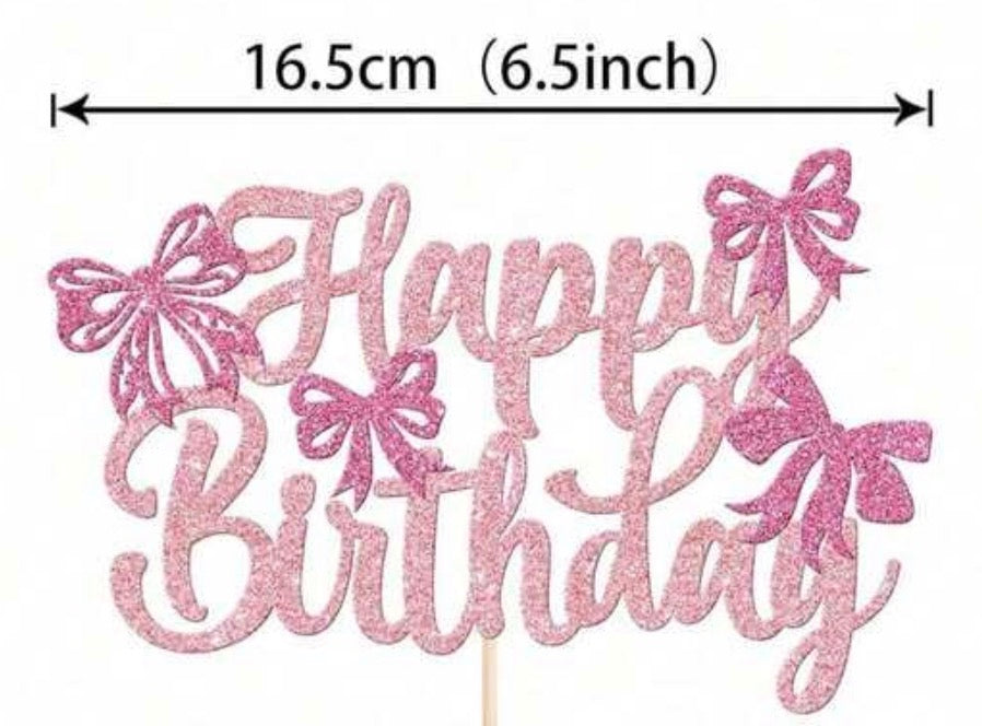 light pink bow birthday topper