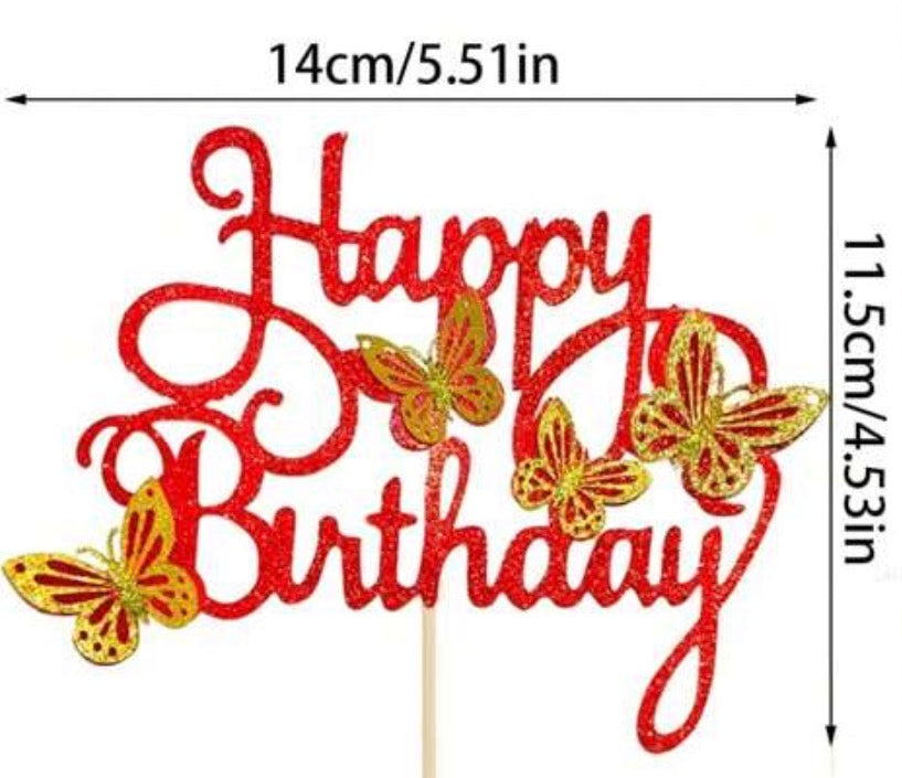 gold and red birthday topper