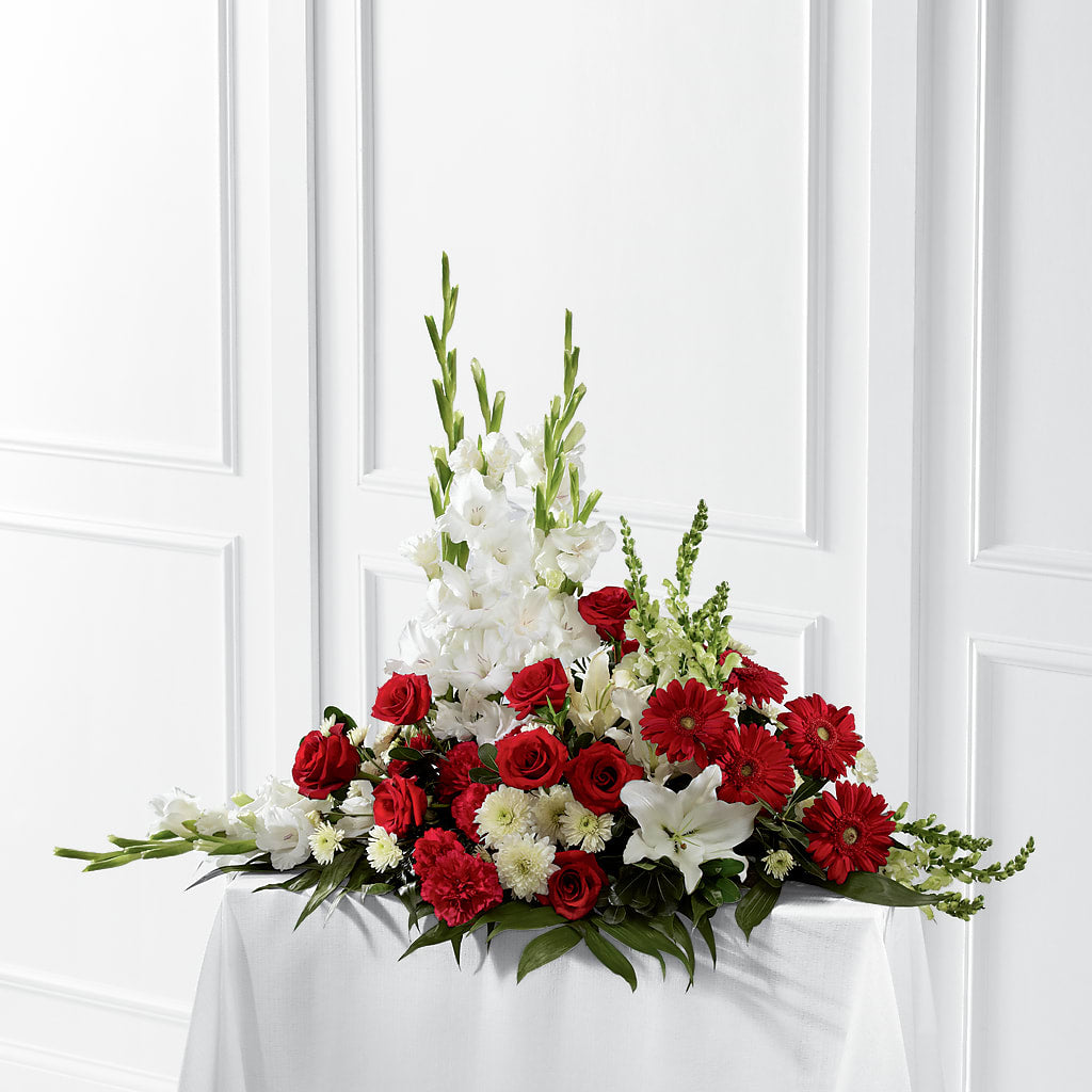 Crimson & White Arrangement – L & G FLOWER SHOP, Las Vegas NV