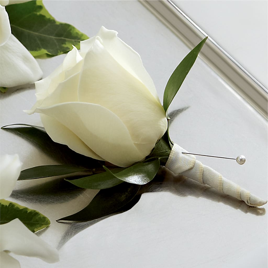 White Rose Boutonniere – L & G FLOWER SHOP, Las Vegas NV
