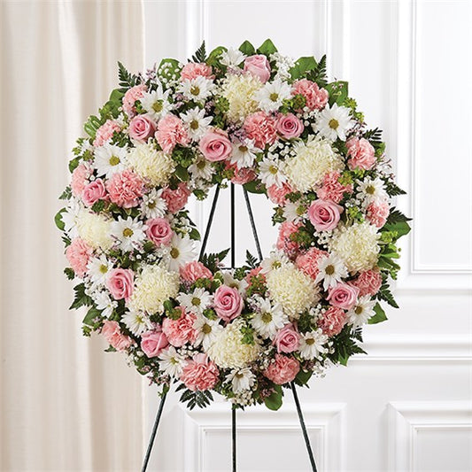 Serene Blessings  Pink & White Standing Wreath