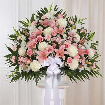 Heartfelt Sympathies Pink & White Standing Basket