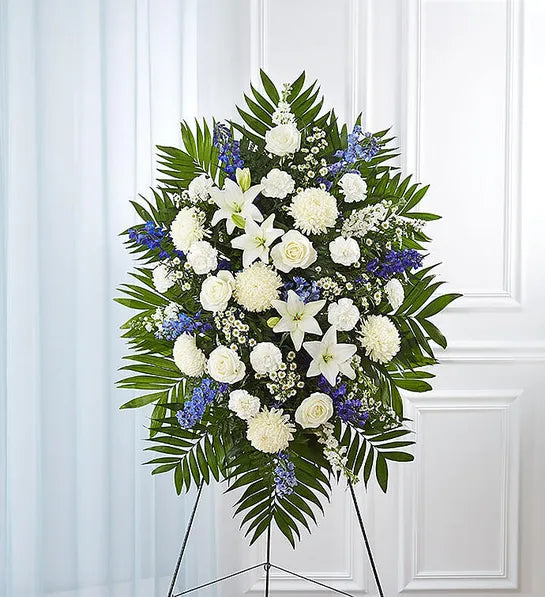 Blue & White Sympathy Standing Spray