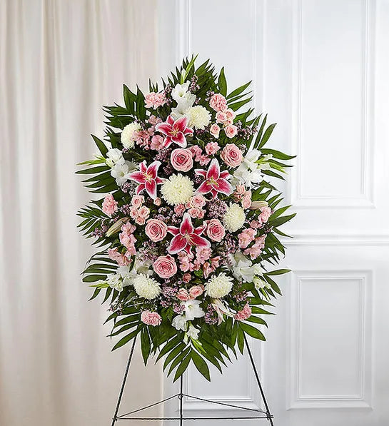 Pink & White Sympathy Standing Spray