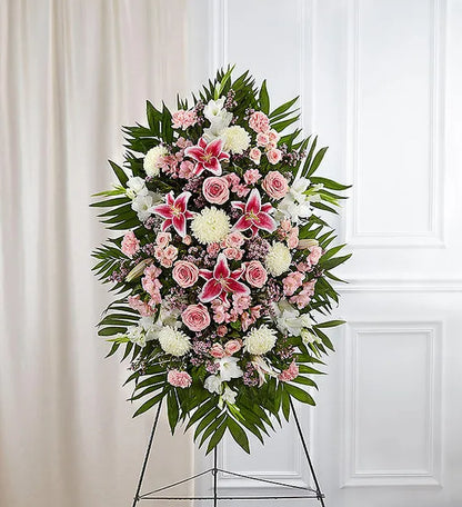 Pink & White Sympathy Standing Spray