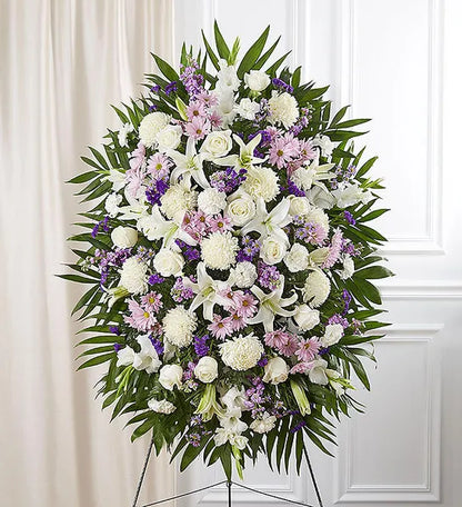 Lavender And White Funeral Standing Spray