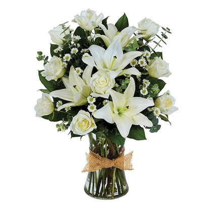 Tribute Mixed Vase Arrangement - All White