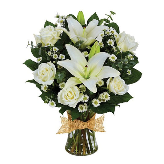 Tribute Mixed Vase Arrangement - All White
