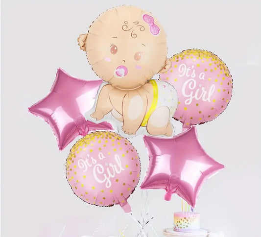 Baby Girl Balloon Bouquet 5pc