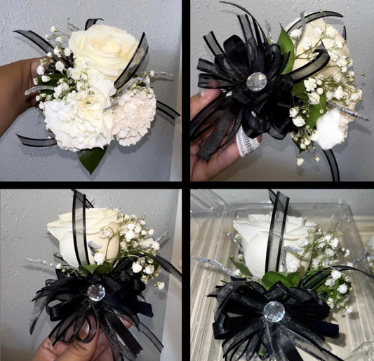 White And Black Corsage