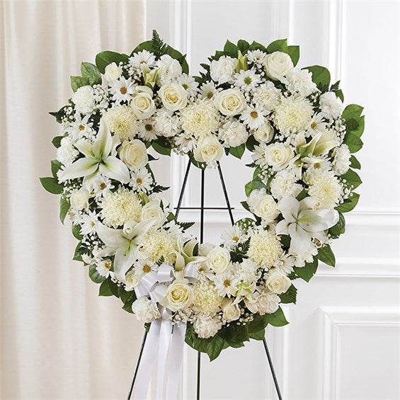 Always Remember  Floral Heart Tribute- White