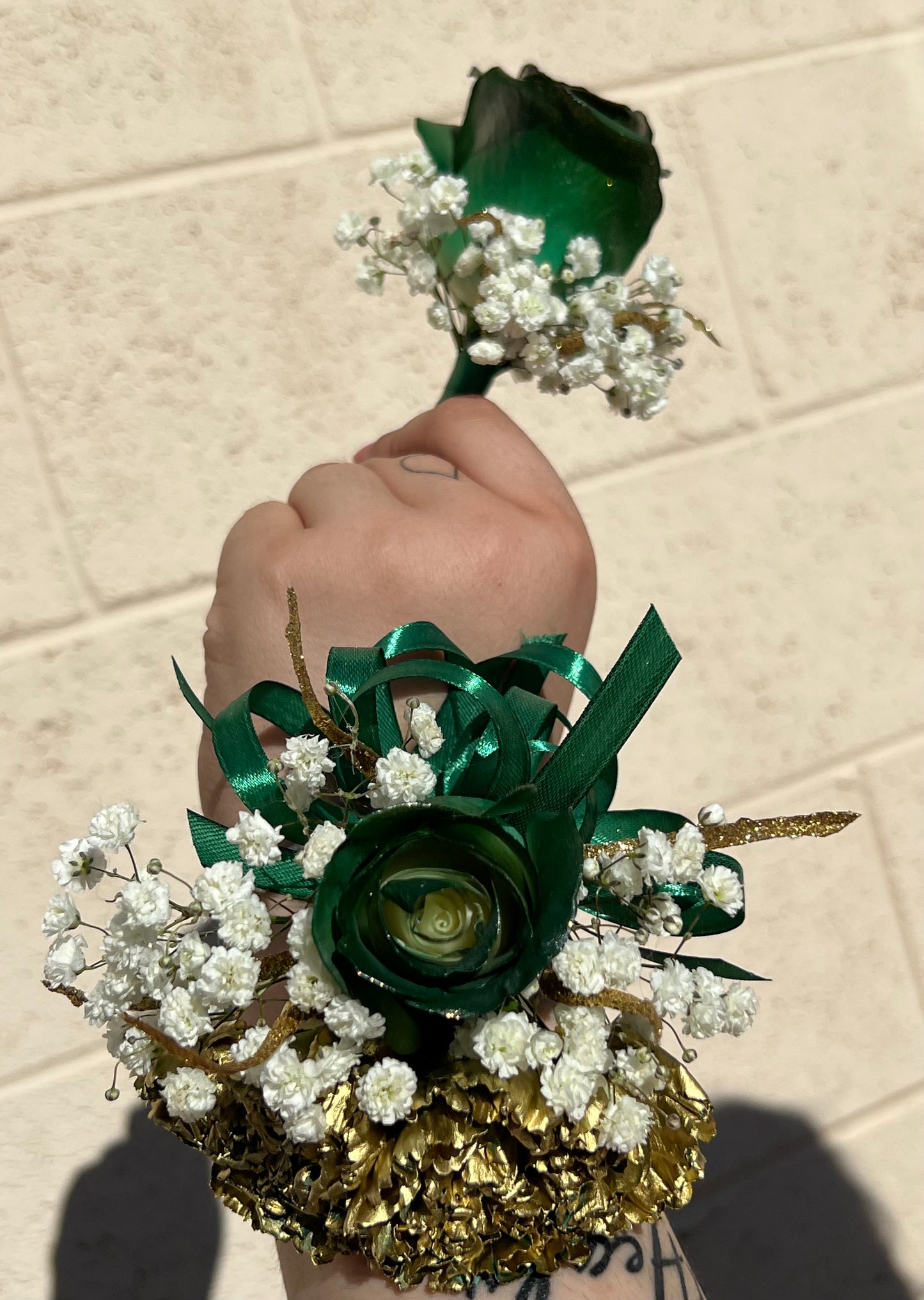 Emerald Corsage And Boutonniere flower arrangement | Las Vegas, NV | L & G Flower Shop Emerald Corsage And Boutonniere flower arrangement | Las Vegas, NV | L & G Flower Shop