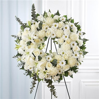 Serene Blessings  White Standing Wreath