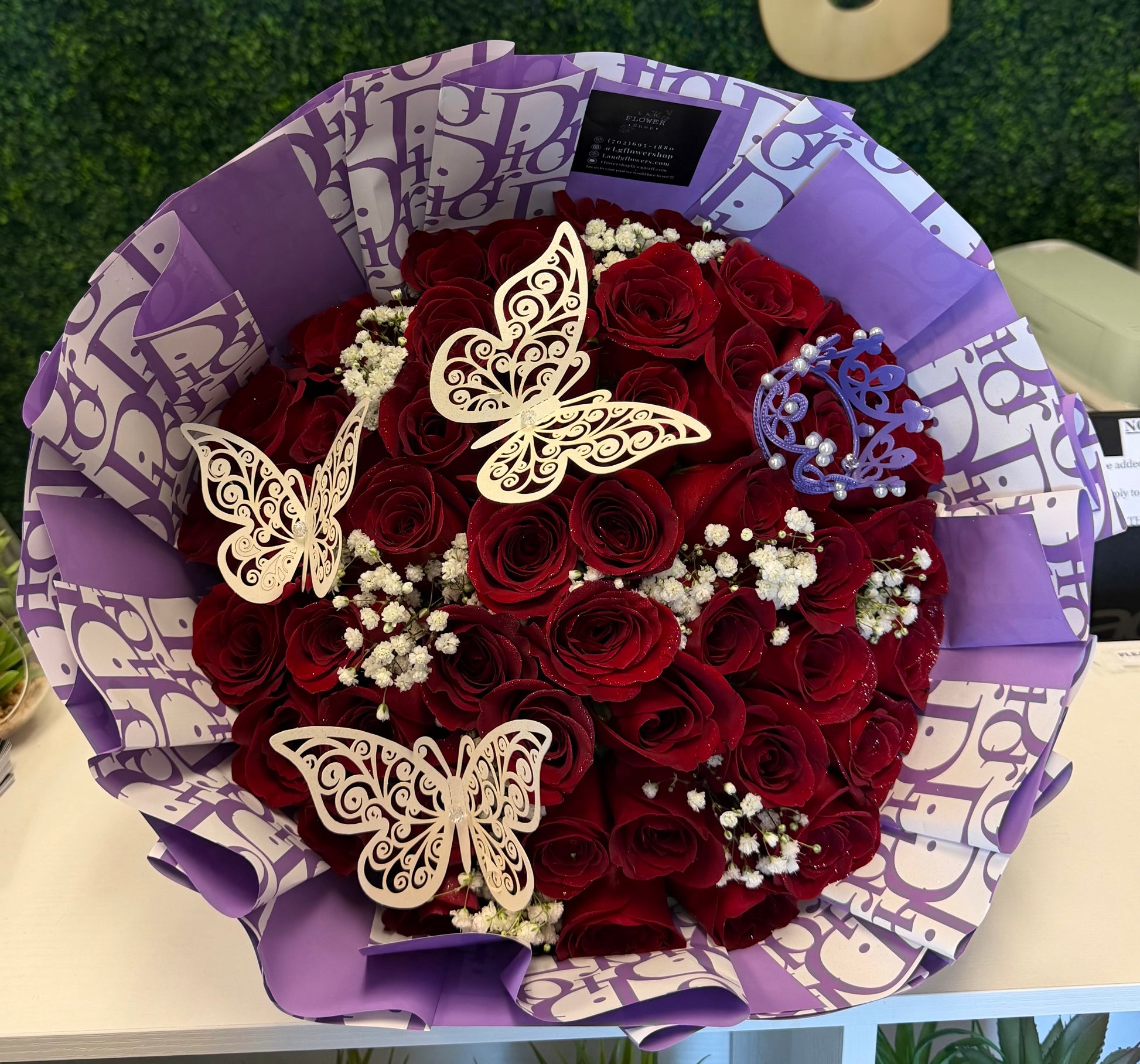 50 Rose Lavender Love Bouquet  – L & G FLOWER SHOP, Las Vegas NV