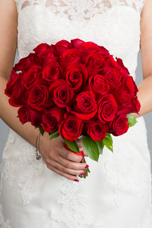 Thirty Six Rose Hand Tied Wedding Bouquet