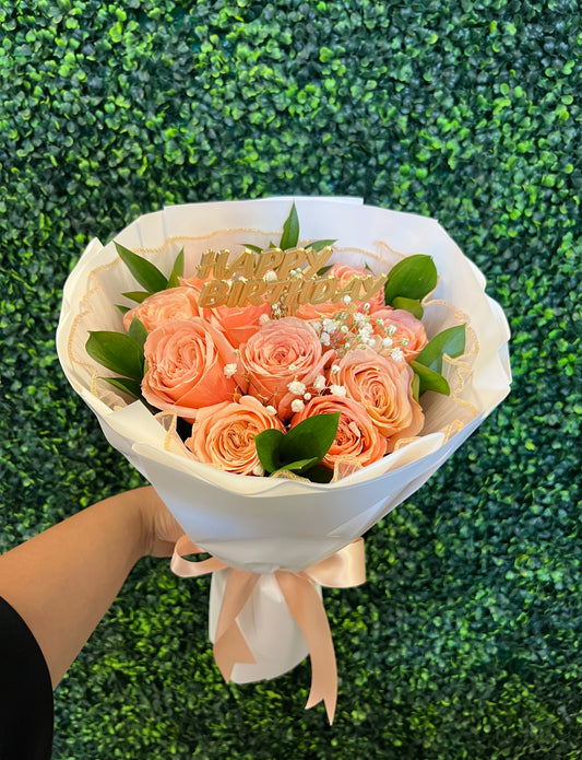 12 Rose Peach Princess Bouquet