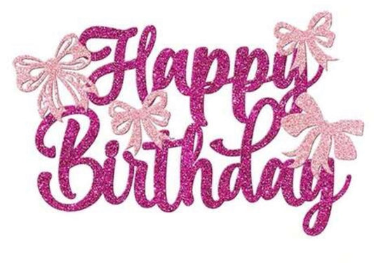 hot pink bow birthday topper