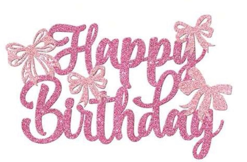 pink bow birthday topper