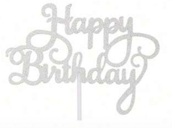 silver birthday topper