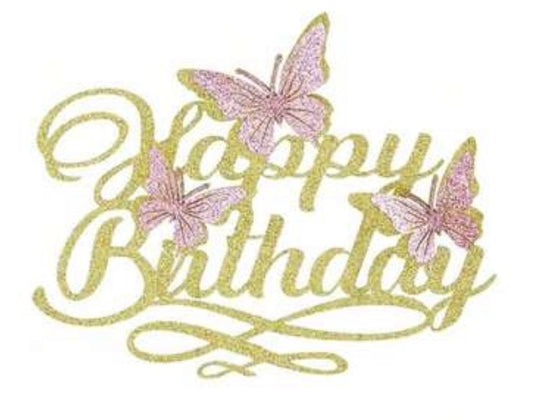 gold and pink birthday topper