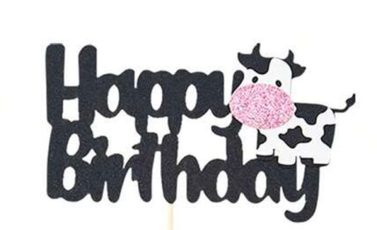 Cow birthday topper